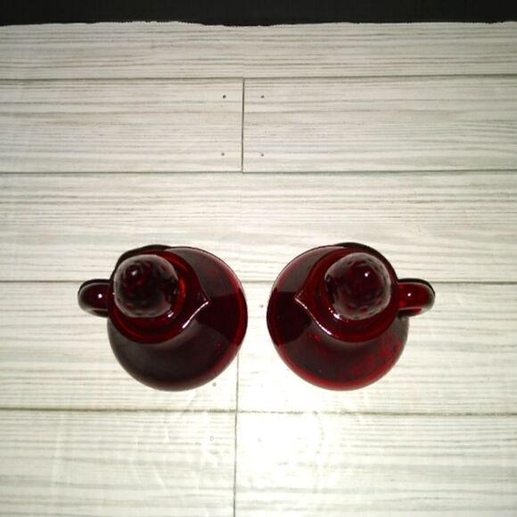 Vintage AVON Ruby Red Mini Cruet Decanters Strawberry Stopper Glass Bottles 5"in - Picture 7 of 8